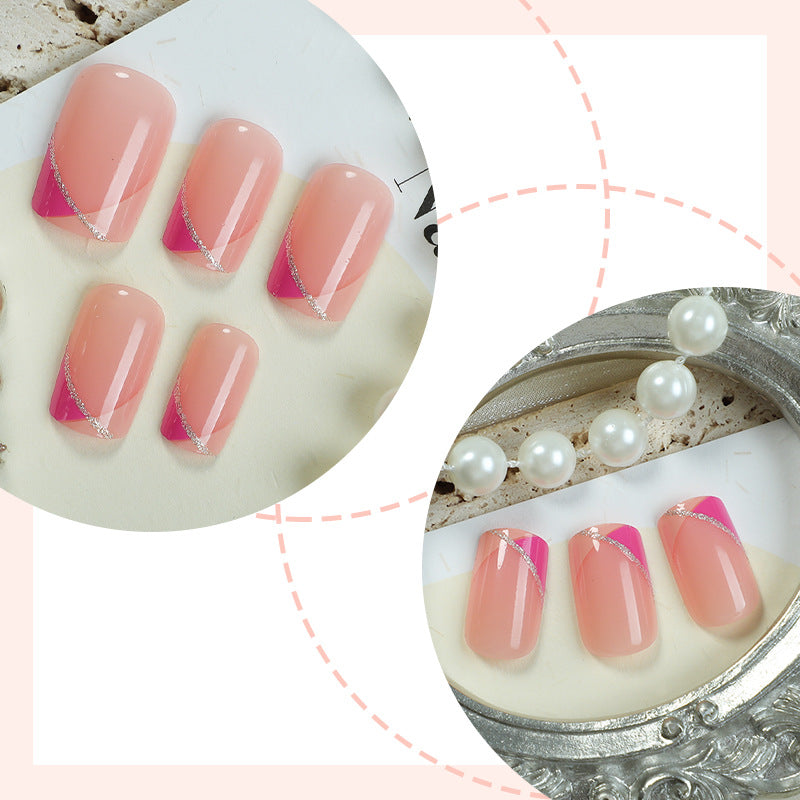 Decorative Press-On Nail Set with Stylish Geometric Design Bowlift