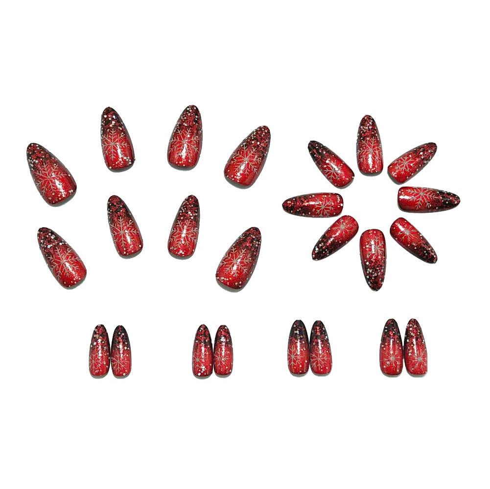 Glamorous artificial nails in winter snowflake design Bowlift