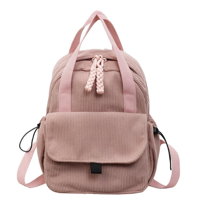 Cord-Backpack with Multiple Compartments and Reinforced Bottom Bowlift