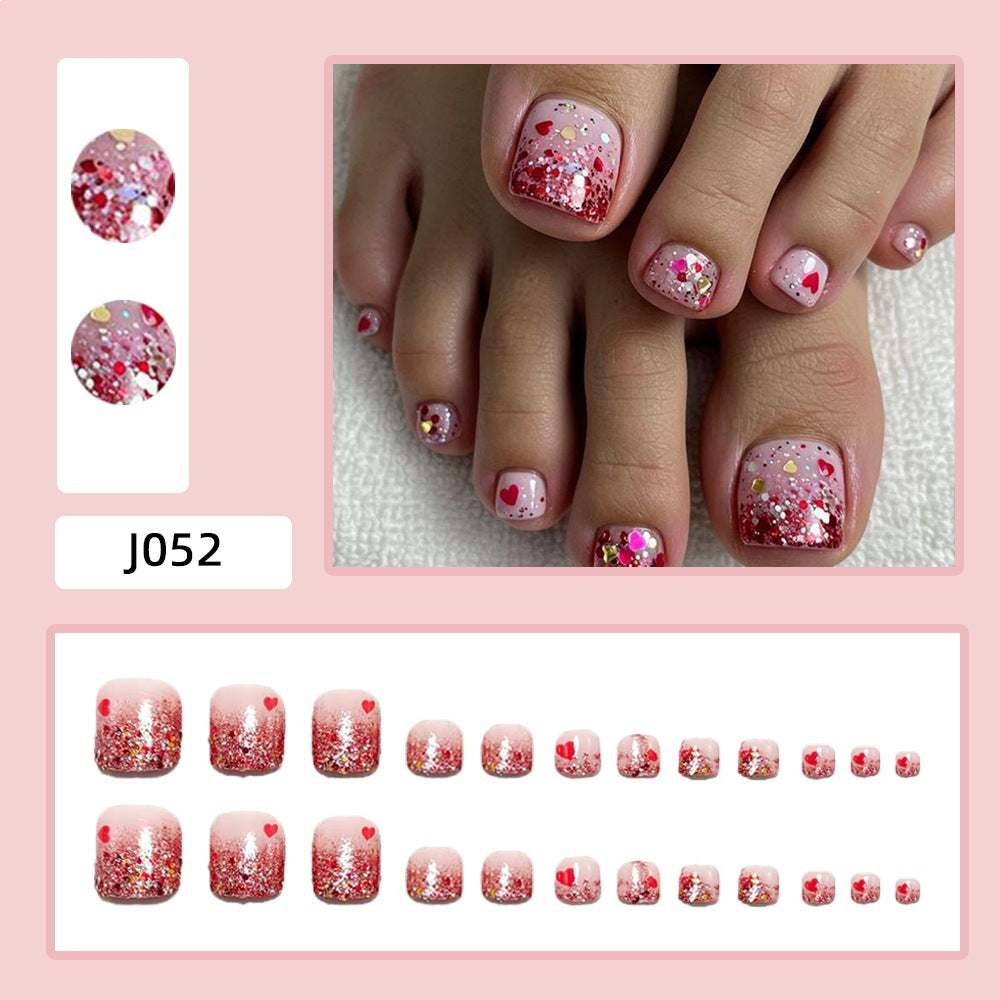 Artificial nails with glitter and heart pattern Bowlift
