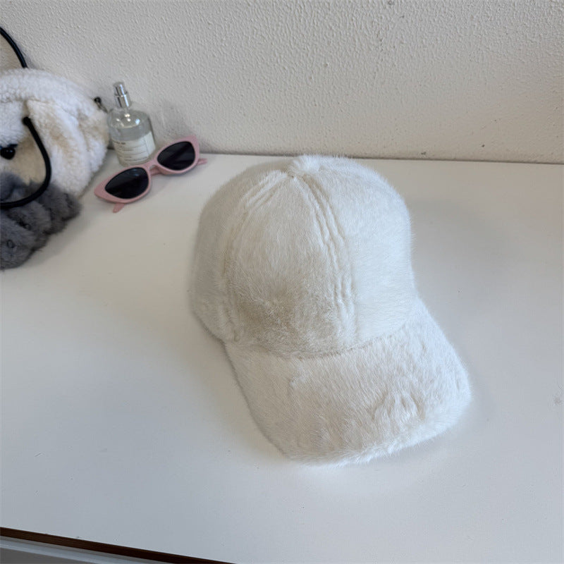 Unisex Plush Faux Fur Baseball Cap Bowlift