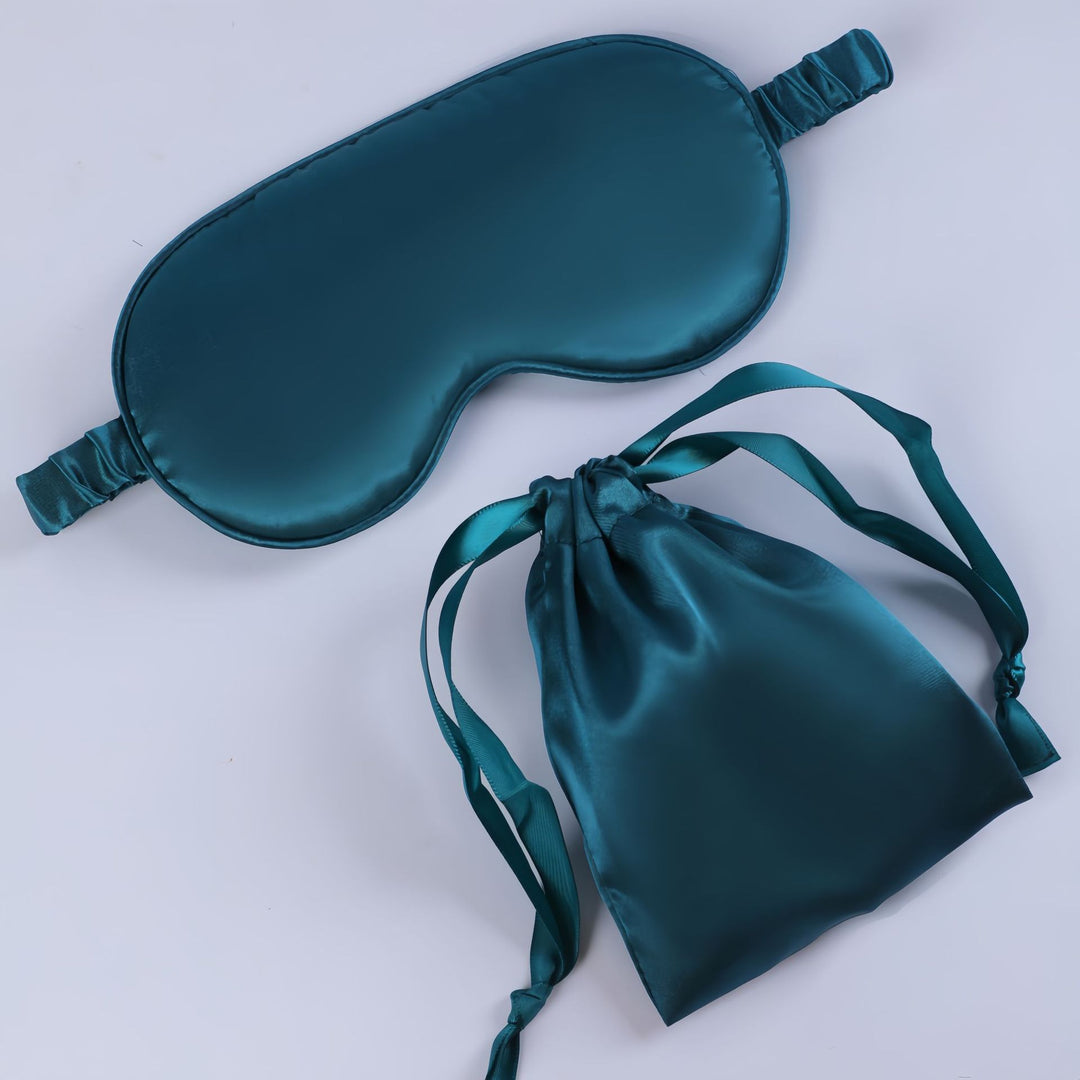 Women's nano silk sleep mask with padded eye area, adjustable elastic band, and storage pouch Bowlift