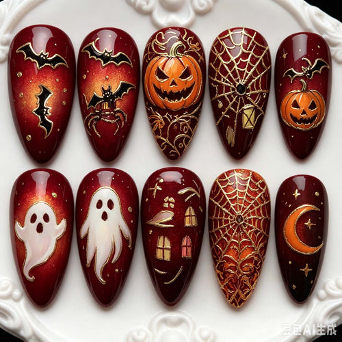 Halloween-Themed Decorative Press-On Nails Bowlift