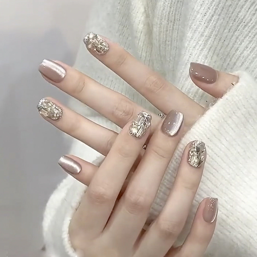 Artful nail extensions with glamorous glitter design Bowlift