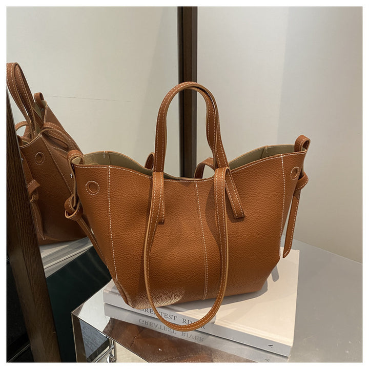 Textured Leather Everyday Tote Bag Bowlift