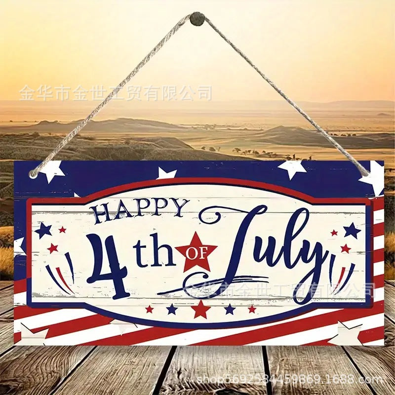 Independence Day rustic round wooden patriotic cross wall plaque with floral accents and God Bless America banner Bowlift