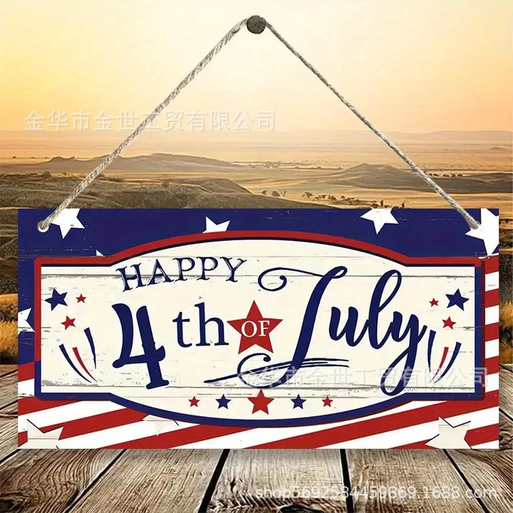 Independence Day rustic round wooden patriotic cross wall plaque with floral accents and God Bless America banner Bowlift