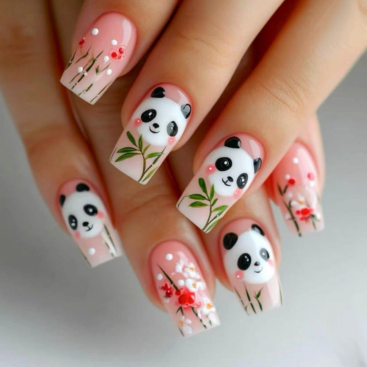 Panda-Themed Nail Art Extensions Bowlift