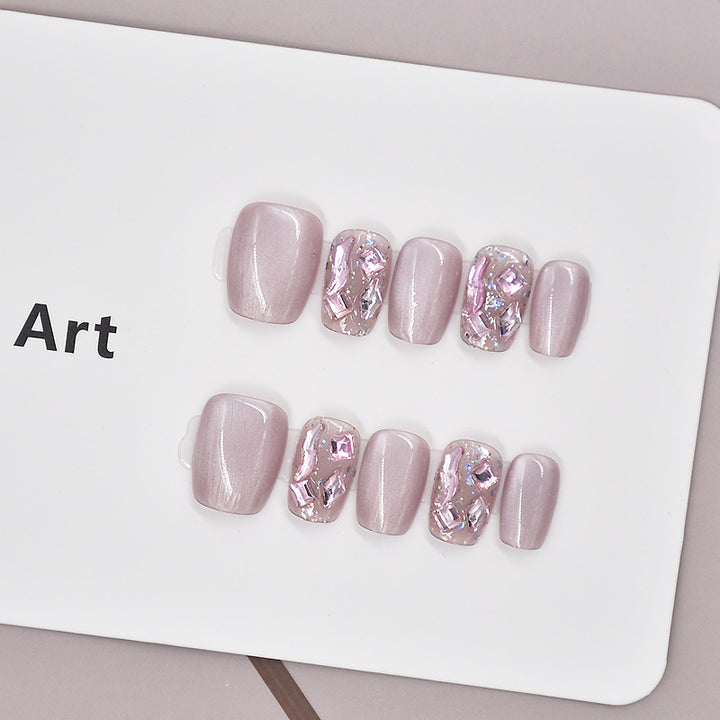 Elegant Glitter-Decorated Press-On Nail Set Bowlift