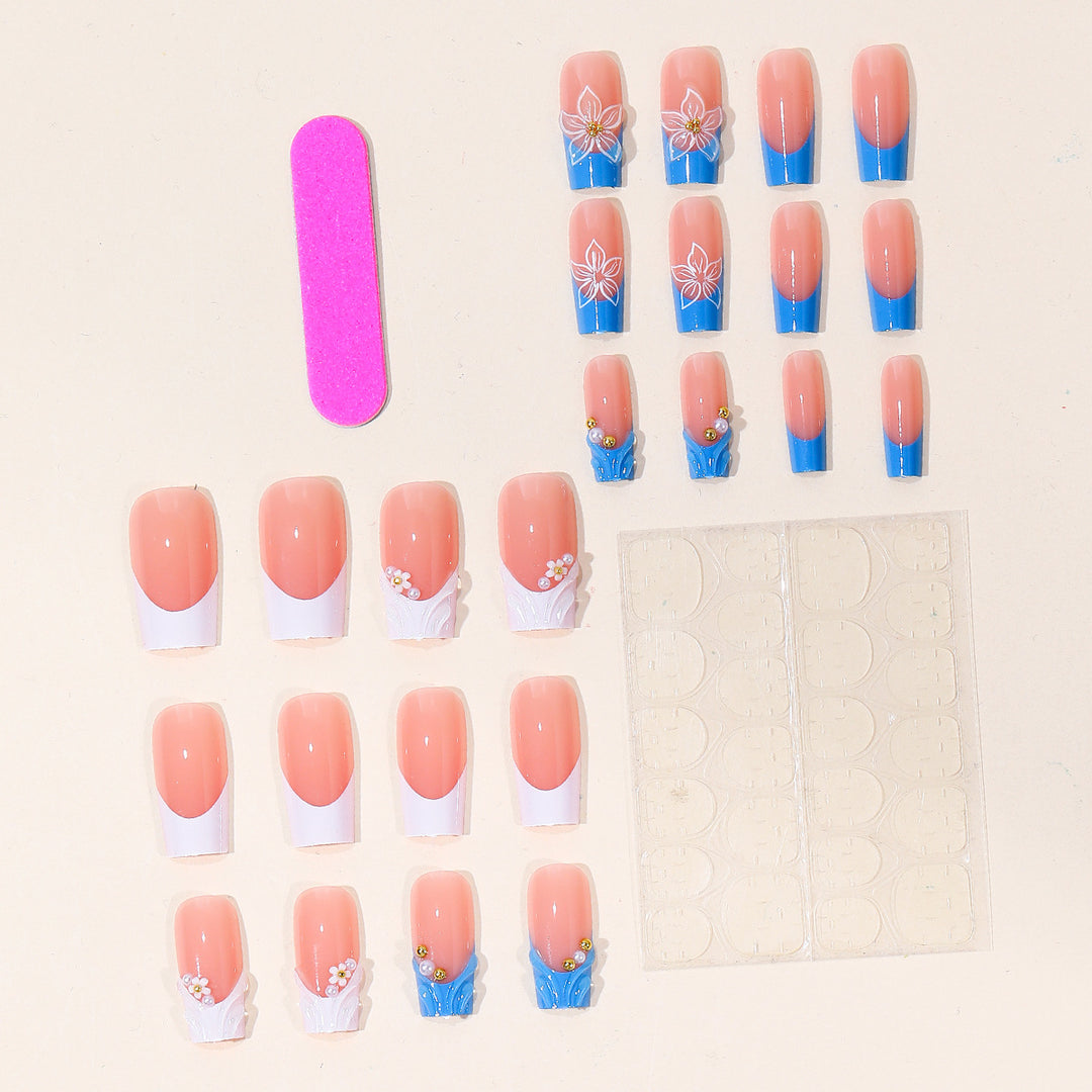 Elegant Floral Acrylic Nail Set Bowlift