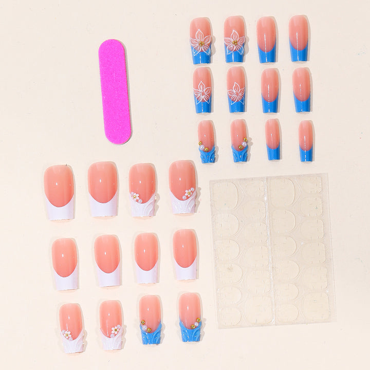 Elegant Floral Acrylic Nail Set Bowlift
