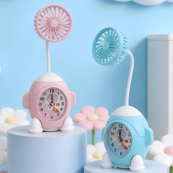 Women Multifunctional Table Clock with Fan Bowlift