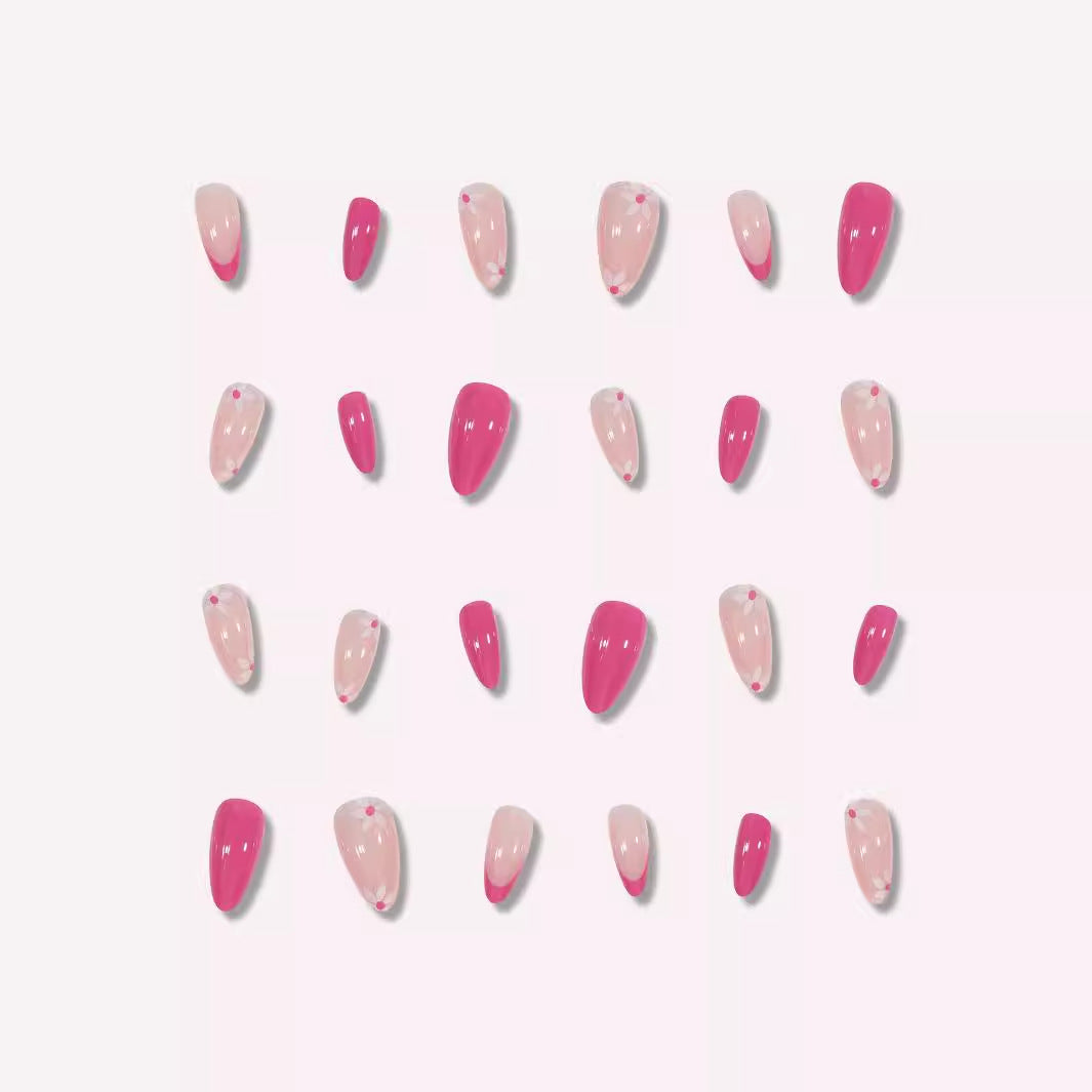 Floral-Patterned Stiletto Press-On Nails Bowlift