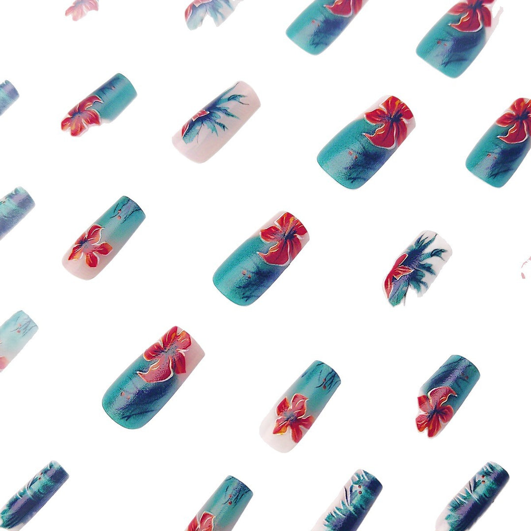 Creative Art Nails with Floral Hibiscus Design Bowlift