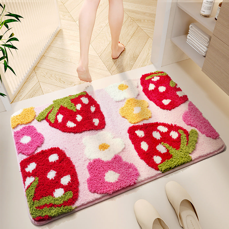 Cute Strawberry Pattern Bath Mat Bowlift