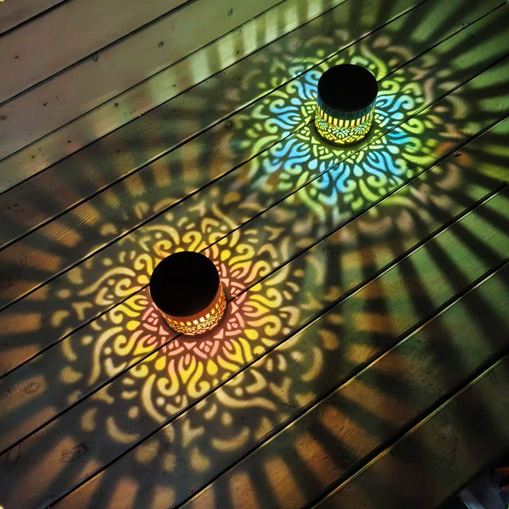 Decorative Solar Wall Lantern With Moroccan Cutout Projection Metal Outdoor Sconce Pair Bowlift