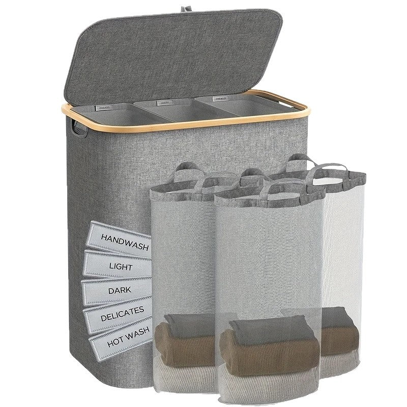 Multifunctional laundry storage box with bamboo lid Bowlift