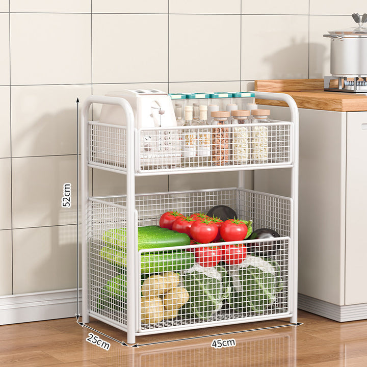 Rolling Kitchen Storage Organizer with Adjustable Mesh Baskets Bowlift