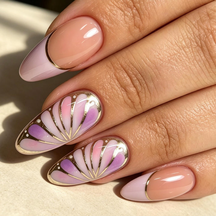 Artificial nail set with elegant geometric design Bowlift