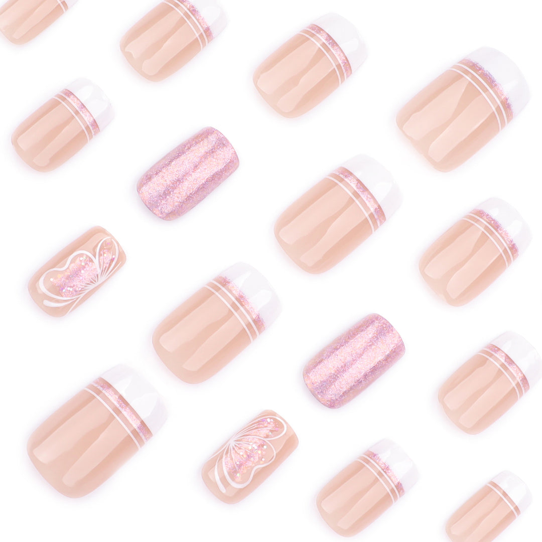 Artful Nail Art with Delicate Butterfly Motif Bowlift