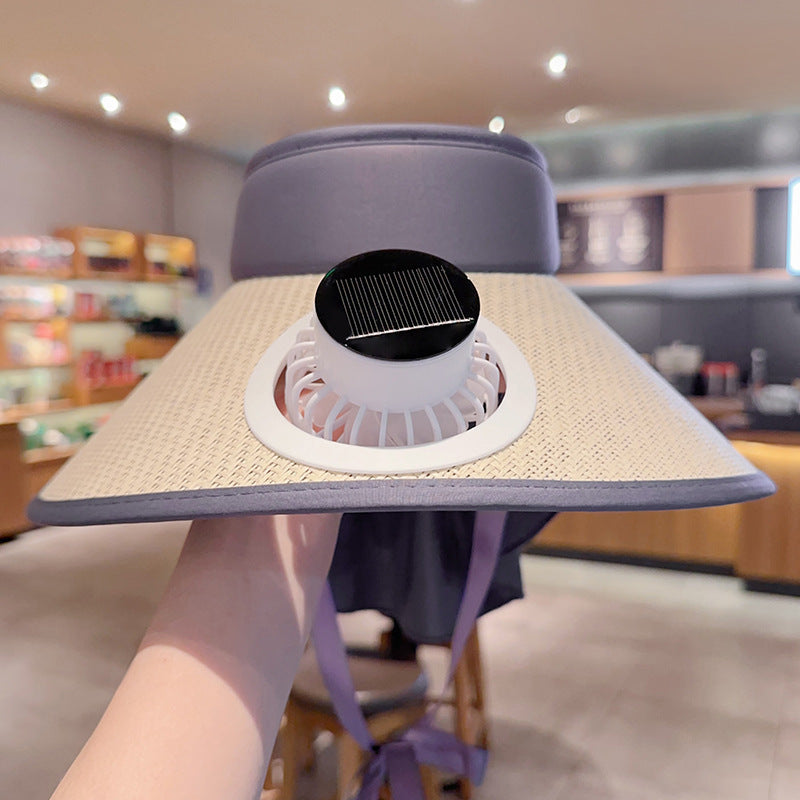 Bbreathable sun hat with two integrated mini fans, wide brim and adjustable chin strap Bowlift