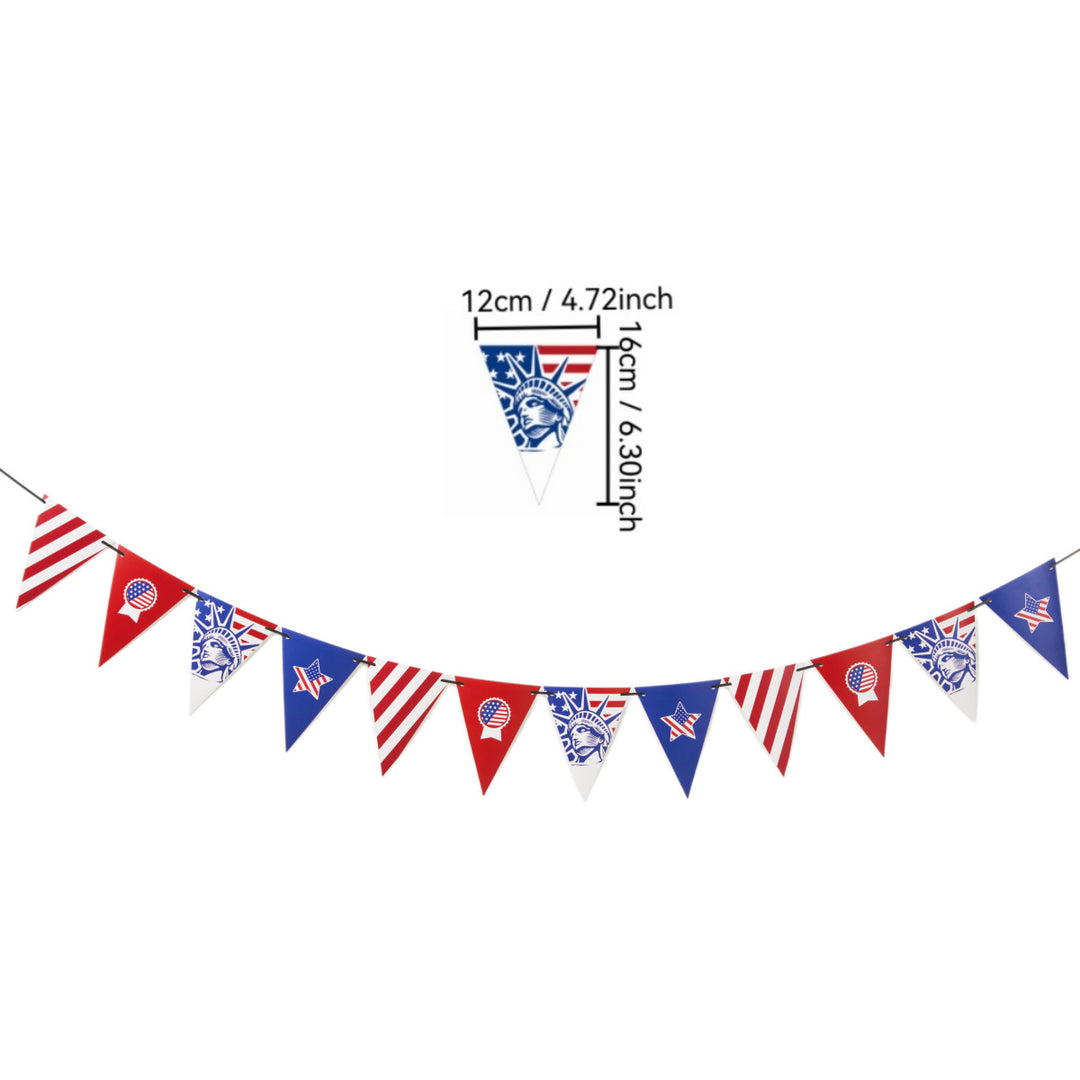 Unisex nan Patriotic Triangle Pennant Garland Outdoor Party Bunting Decoration with Weatherproof Plastic Flags Bowlift