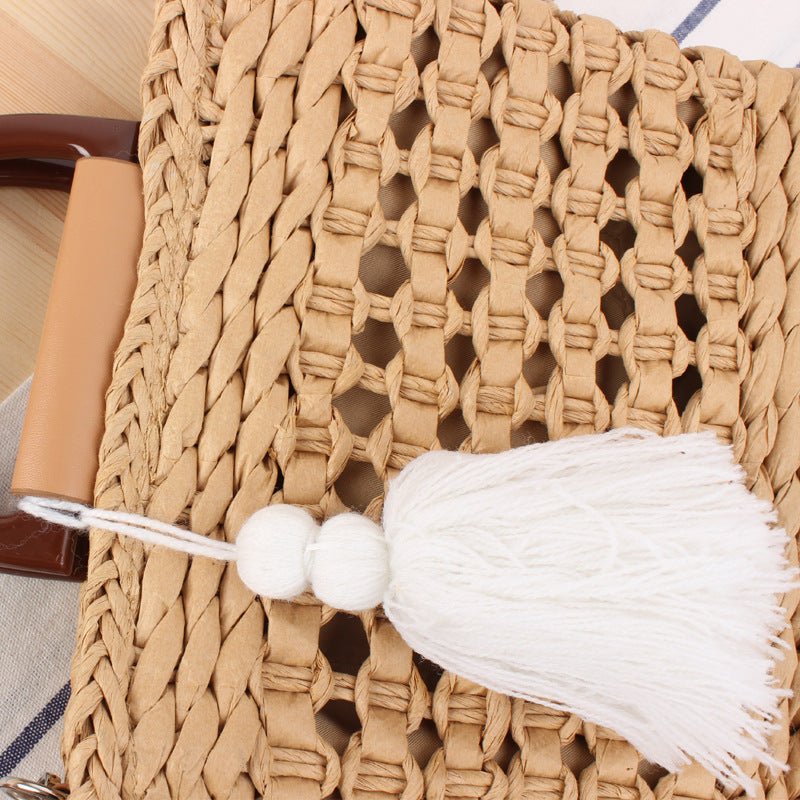 Woven tote bag with detachable faux leather strap Bowlift