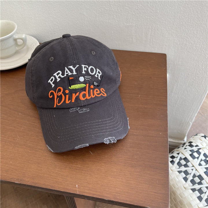 Women's Casual Distressed Embroidered Baseball Cap Bowlift