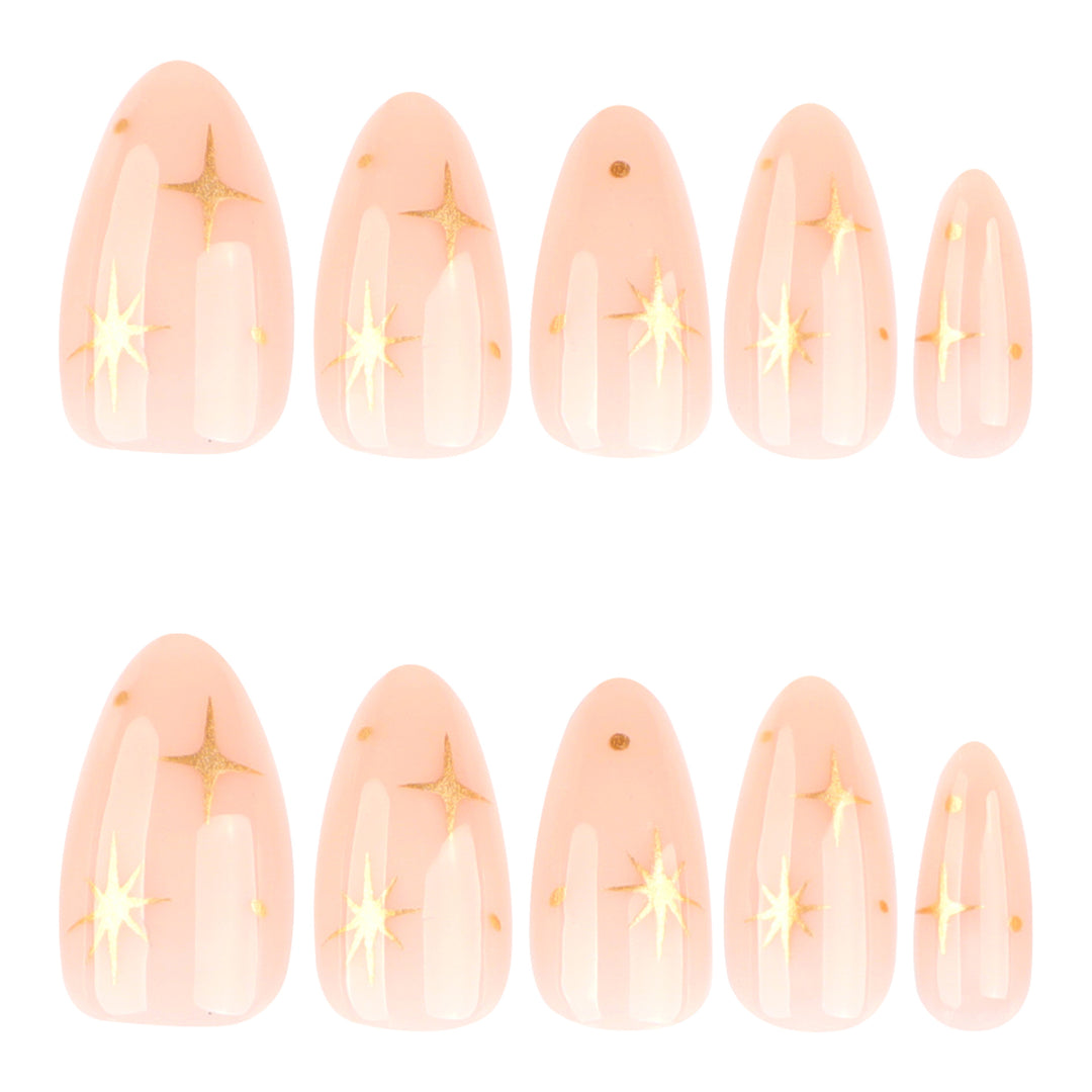 Artful stiletto nails with shiny star accents Bowlift