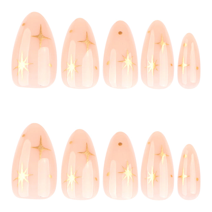 Artful stiletto nails with shiny star accents Bowlift