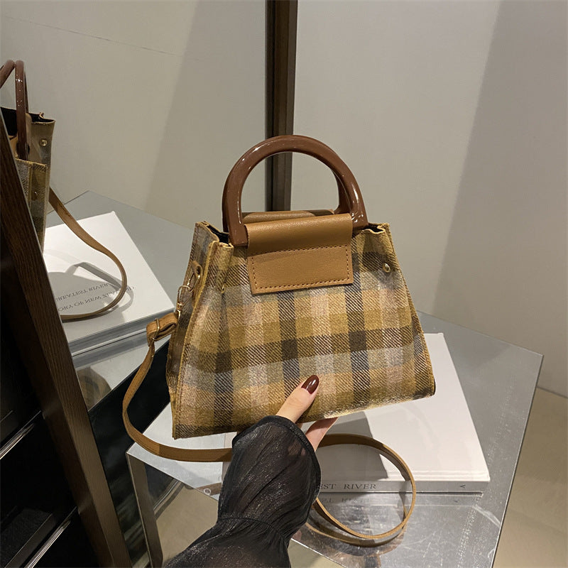 Plaid Structured Mini Handbag Bowlift