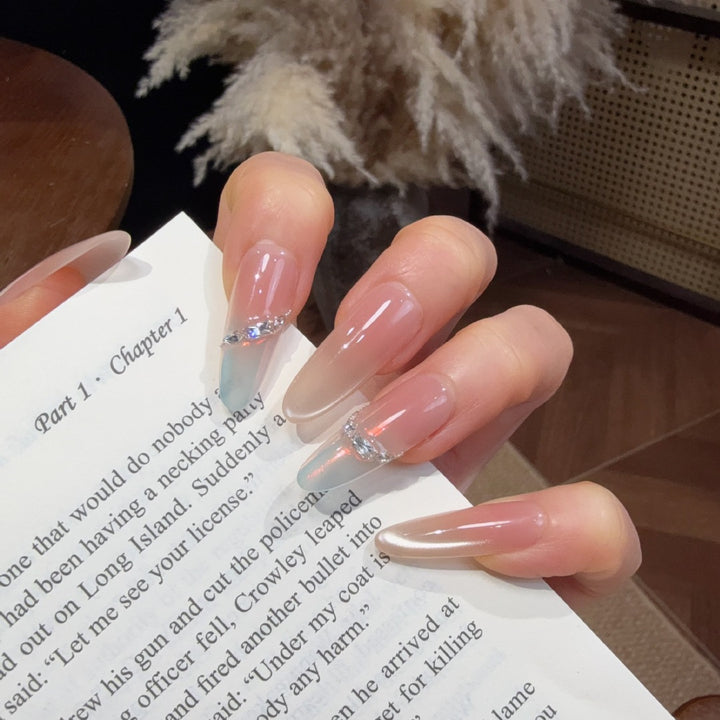 Elegant Stiletto Press-On Nail Set with Rhinestone Accents Bowlift