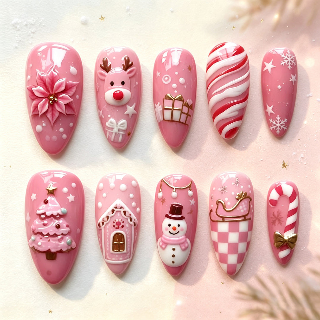 Festive Decorative Press-On Nail Set