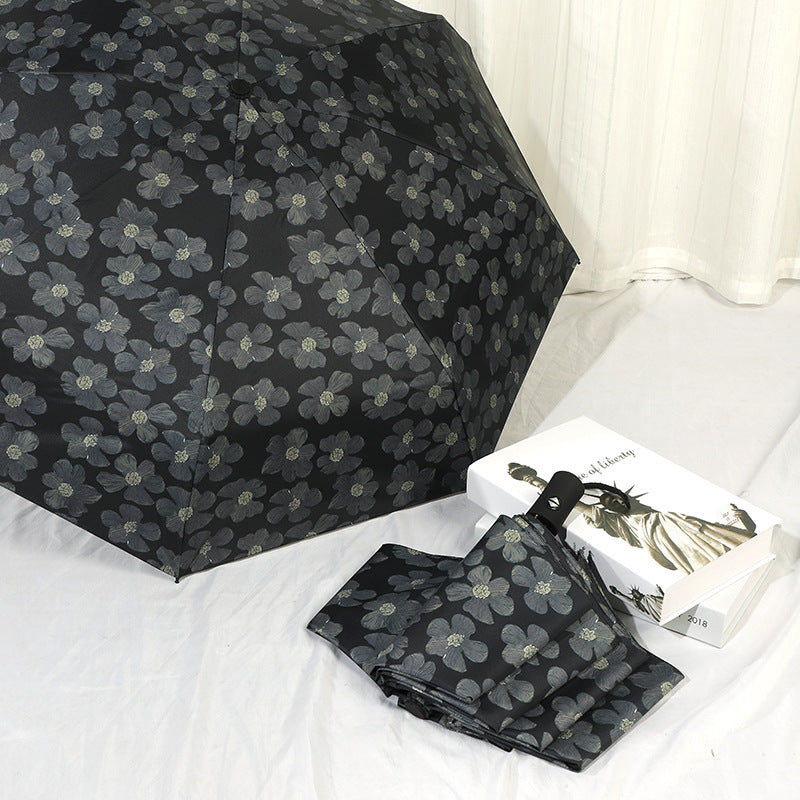 Ladies Mini Folding Umbrella with Elegant Floral Print Bowlift