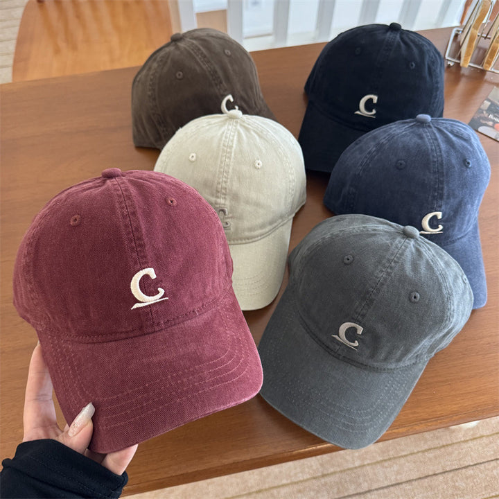 Men's Vintage-Inspired Washed Denim Cap Bowlift