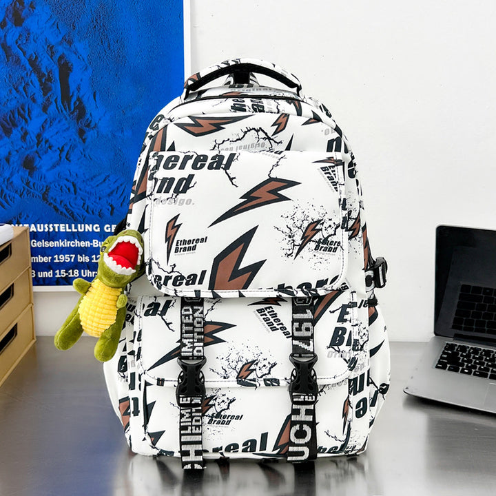 Graphic Print Multi-Pocket Backpack Bowlift
