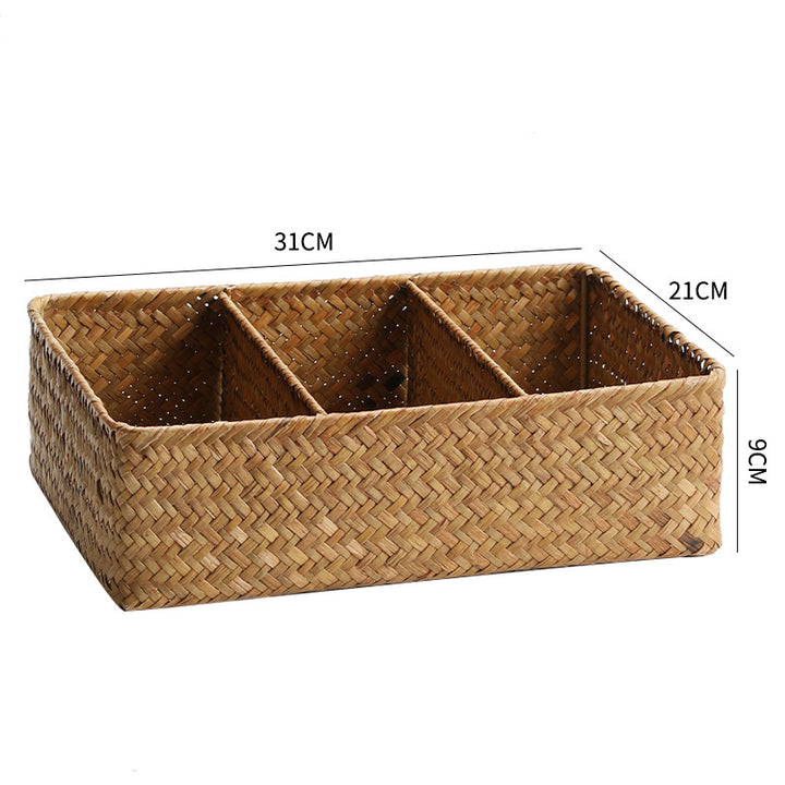 Unisex storage basket with three compartments made of handwoven natural material Bowlift