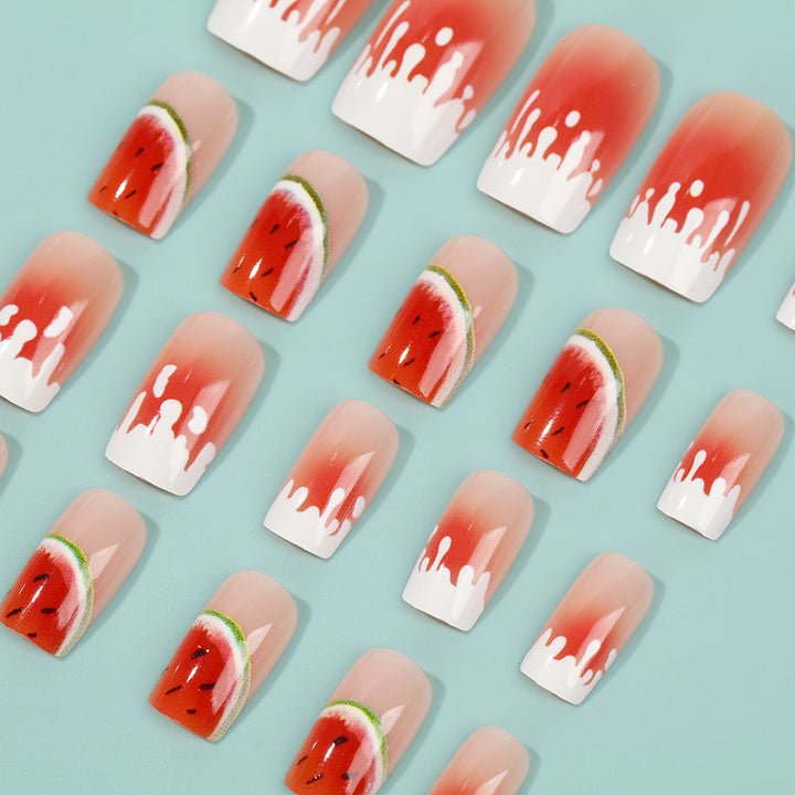 Artificial nails in stylish watermelon design Bowlift