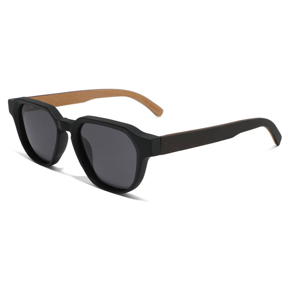 Rimless oversized cat eye polarized sunglasses with wood-effect temples Bowlift
