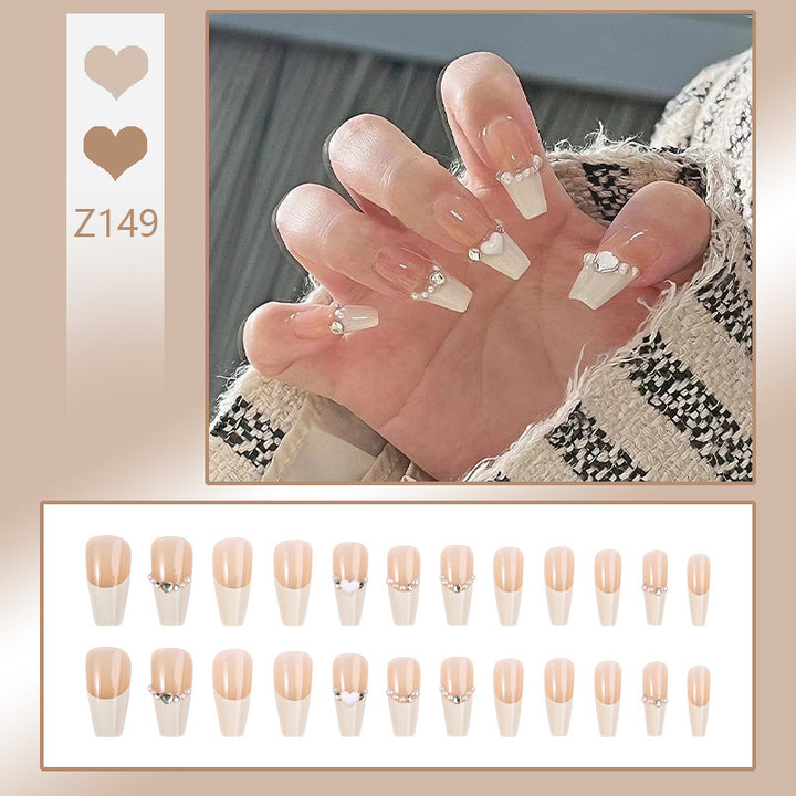 Artificial nail set with elegant flower and glitter decorations Bowlift