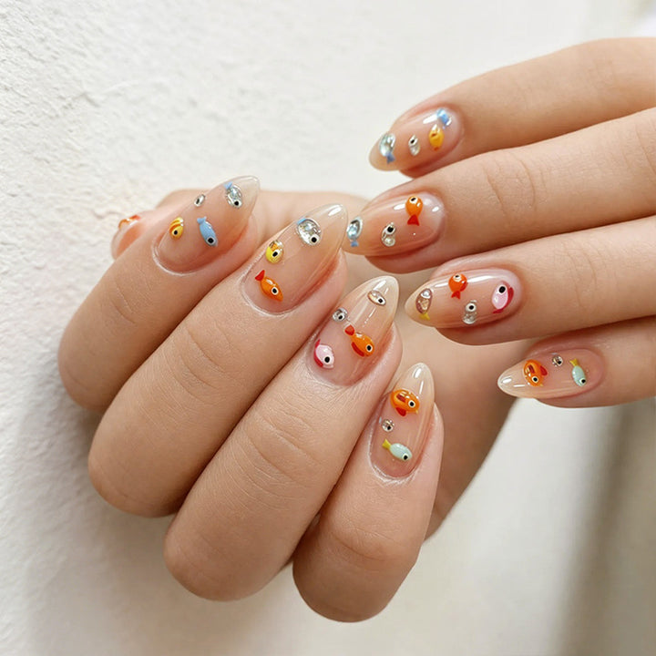 Artistic Fish-Themed Press-On Nail Set Bowlift