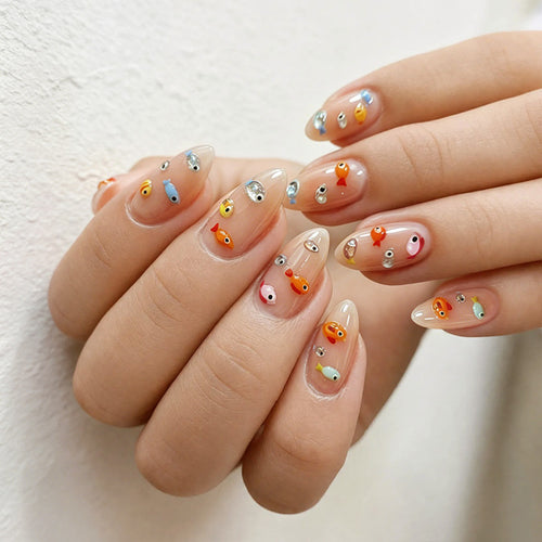 Artistic Fish-Themed Press-On Nail Set Bowlift