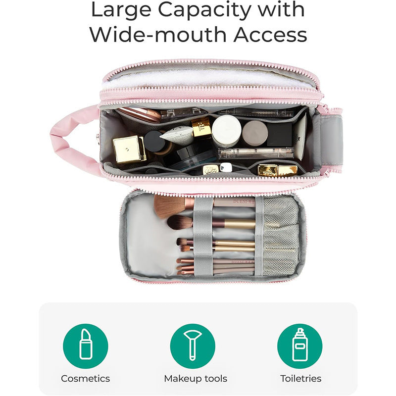 Cosmetic Organizer Bag with Multiple Compartments and Removable Interior Compartment Bowlift