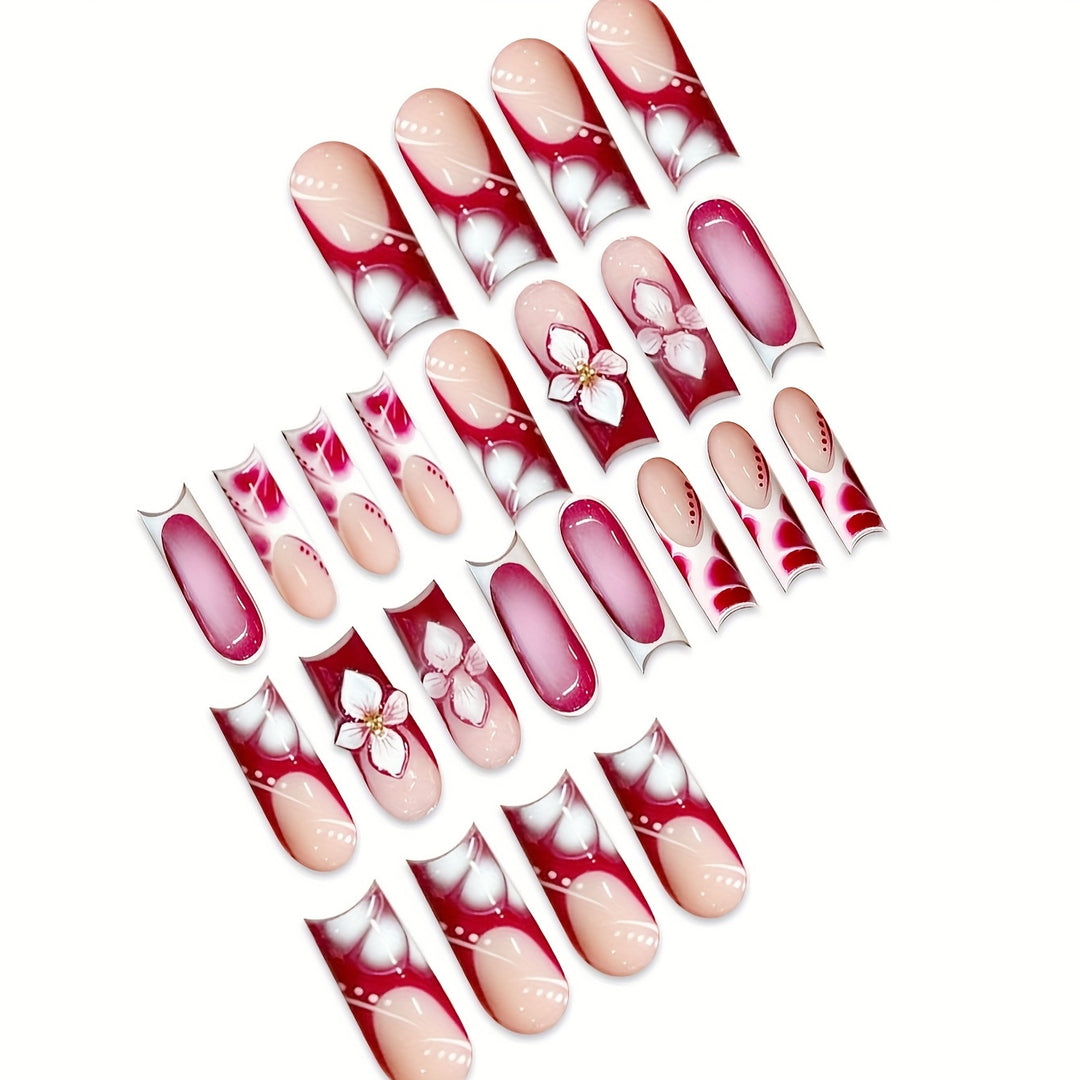 Elegant Floral Nail Art Extensions Bowlift