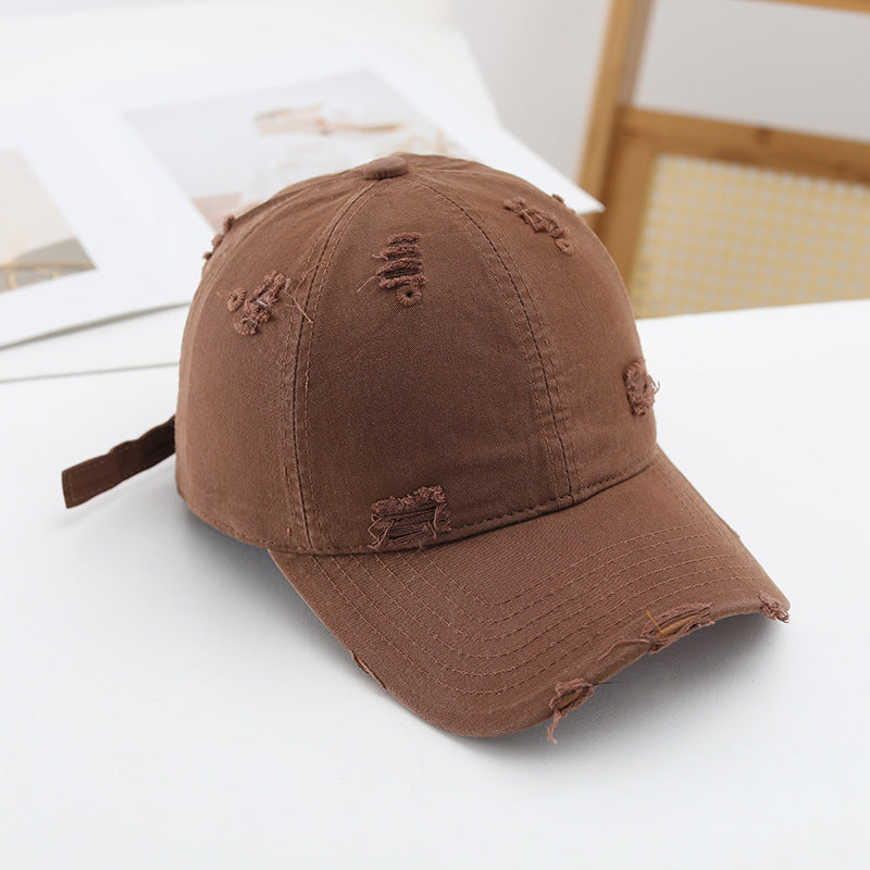 Women's fashionable destroyed baseball cap with adjustable strap Bowlift