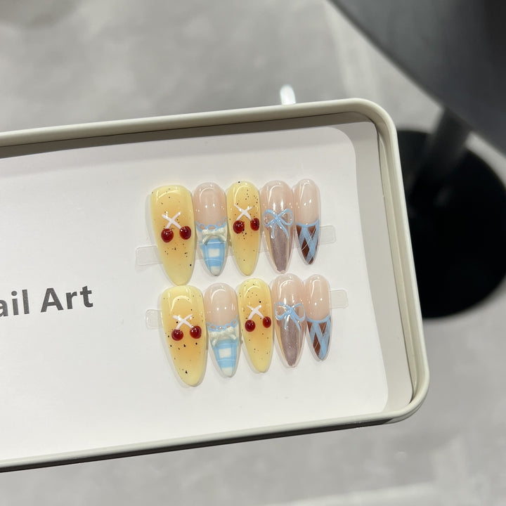 Charming Character-Inspired Press-On Nail Art Set Bowlift