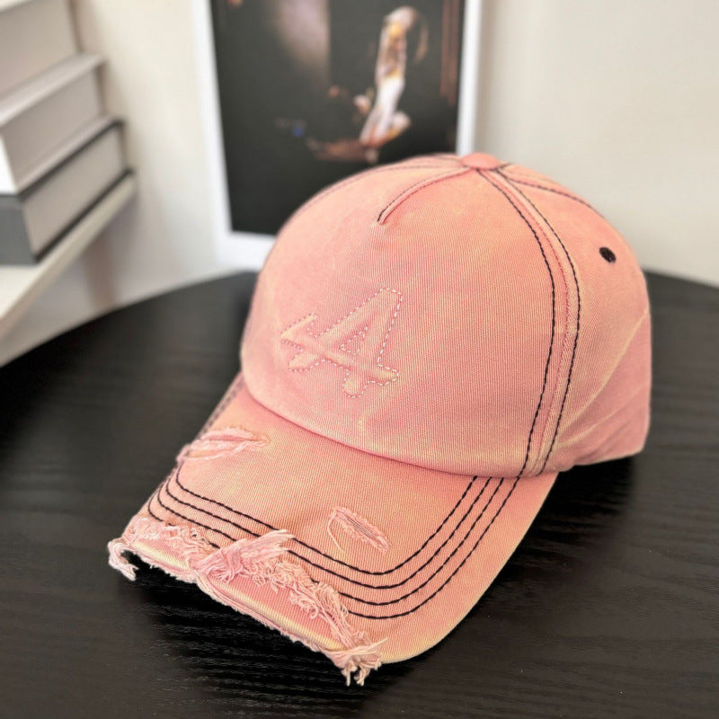 Women's Distressed Vintage Style Baseball Cap Bowlift