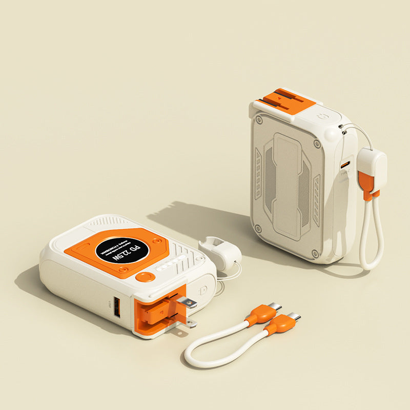 Portable power bank with multifunctional integrated charging cable Bowlift