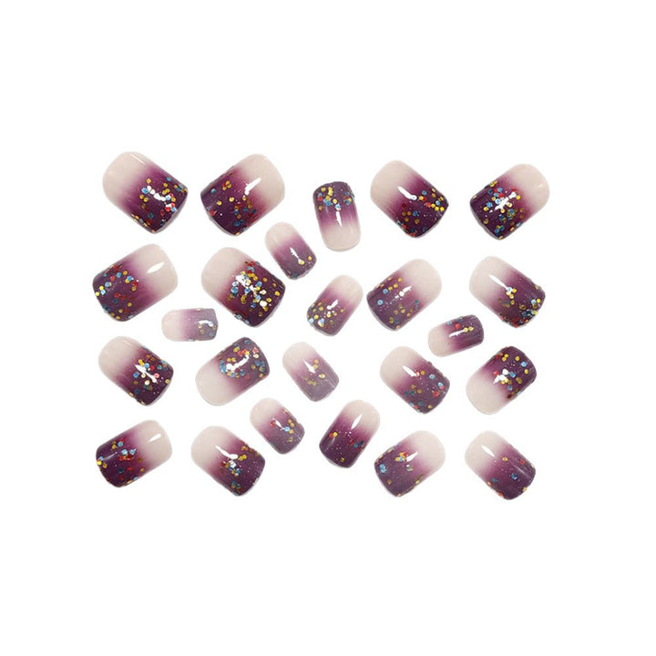 Artificial nails with glitter gradient and colorful accent Bowlift