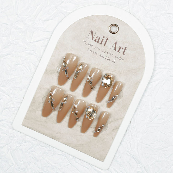 Glamorous Crystal-Embellished Press-On Nail Set Bowlift